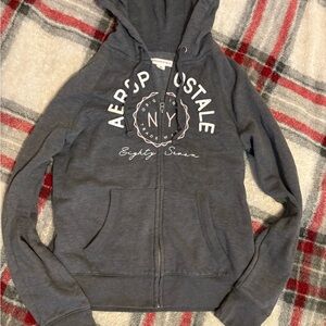 Aeropostale Gray Zip-Up Hoodie with White Logo